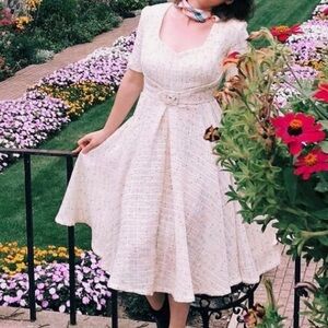 Special order sewed dress from Russia. S size, flared skirt with belt.